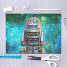 Cooler sci fi Retro Spielroboter blauer Galaxie Ge Seidenpapier