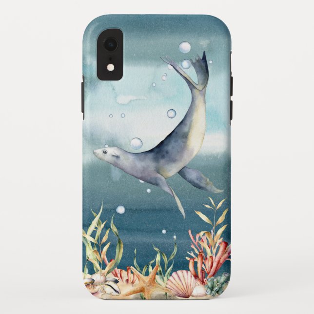 Cooler Seelöwe Wasserunterwasserszene Case-Mate iPhone Hülle (Rückseite)