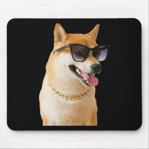 Cooler Shiba Inu mit Sonnenbrille und Goldkette St Mousepad