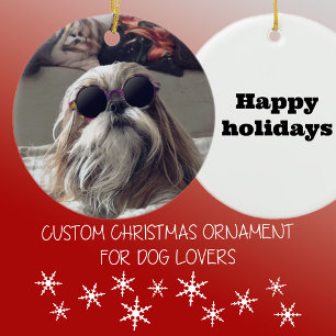 Cooler Shih Tzu Langhaar Vintage Benutzerdefiniert Keramik Ornament