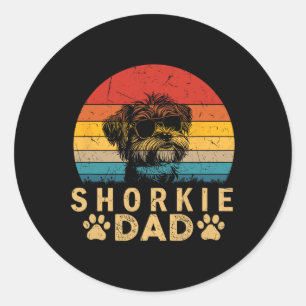 Cooler Shorkie Vater Hund liebt Paw Print Vathers  Runder Aufkleber