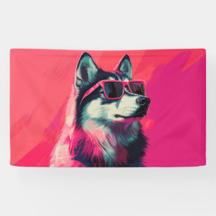 Cooler Siberian Husky-Hund mit Sonnenbrille Banner