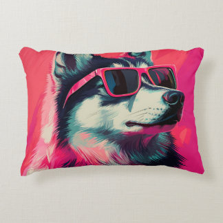 Cooler Siberian Husky-Hund mit Sonnenbrille Dekokissen