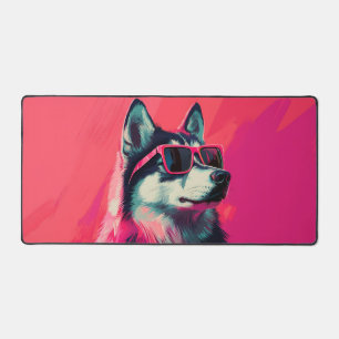Cooler Siberian Husky-Hund mit Sonnenbrille Schreibtischunterlage
