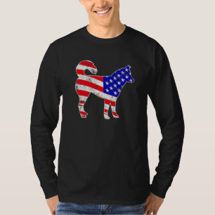 Cooler sibirischer Husky Dog Usa Flag Patriotic 4. T-Shirt