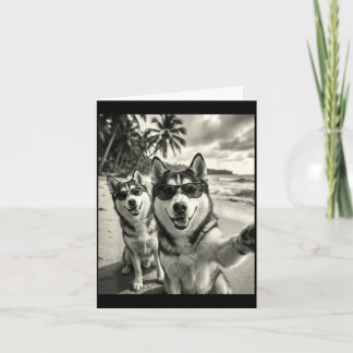 Cooler Sibirischer Husky lustiger Hund Selfie Stra Karte