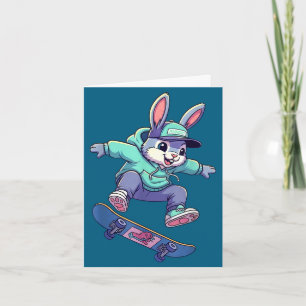 Cooler Skateboard-Hase, lustiger Kaninchen-Skater, Karte
