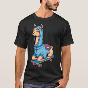 Cooler Skateboarding-Lama mit Hoodie Lustige Tiere T-Shirt