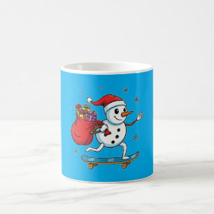 Cooler Skateboarding Schneemann Lustiger Weihnac Kaffeetasse