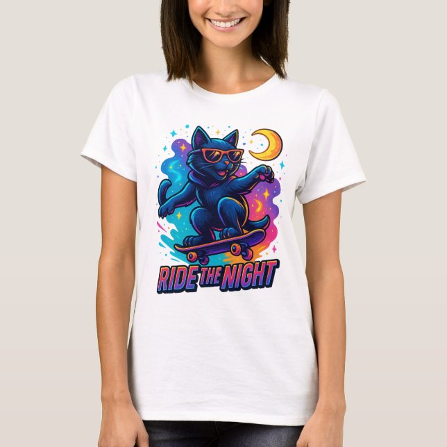 Cooler Skater Cat - Urban Street Style T-Shirt (Vorderseite)