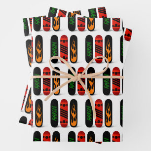 Cooler Skater Skateboard Personalisiert Geschenkpapier Set