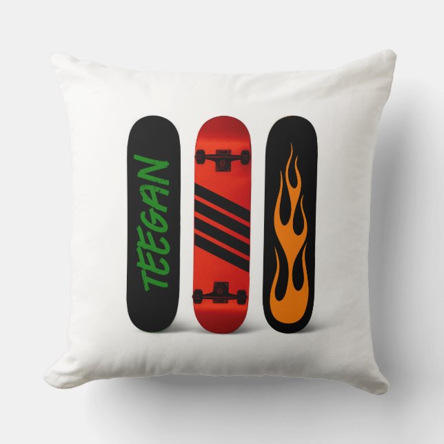 Cooler Skater Skateboard Personalisiert Kissen (Vorderseite)