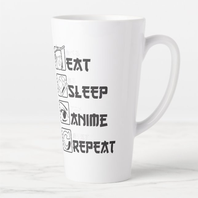 Cooler Sleep ANIME Wiederholung Funny Icon Japanis Milchtasse (Rechts)