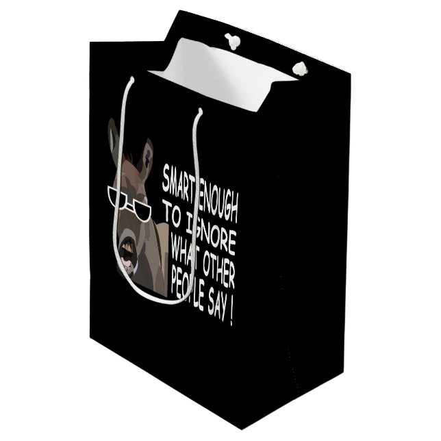 Cooler Smart Donkey Mittlere Geschenktüte (Vorderseite Schrägansicht)