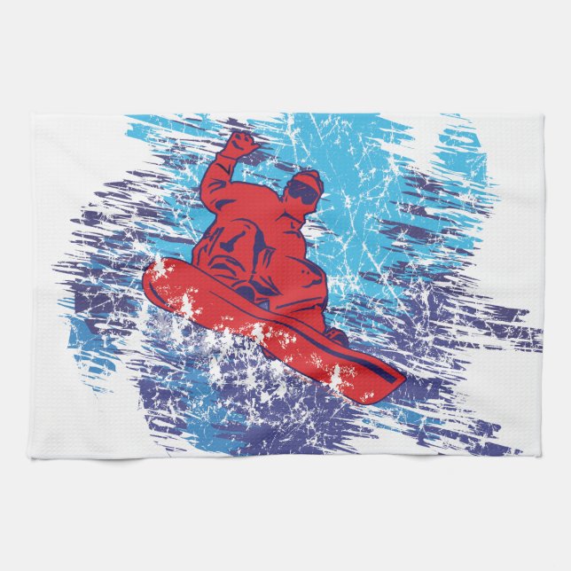 Cooler Snowboarder Geschirrtuch (Horizontal)