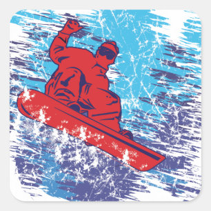 Cooler Snowboarder Quadratischer Aufkleber