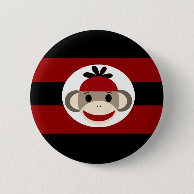 Cooler Socken-Affebeanie-Hut-rote schwarze Button (Vorderseite)