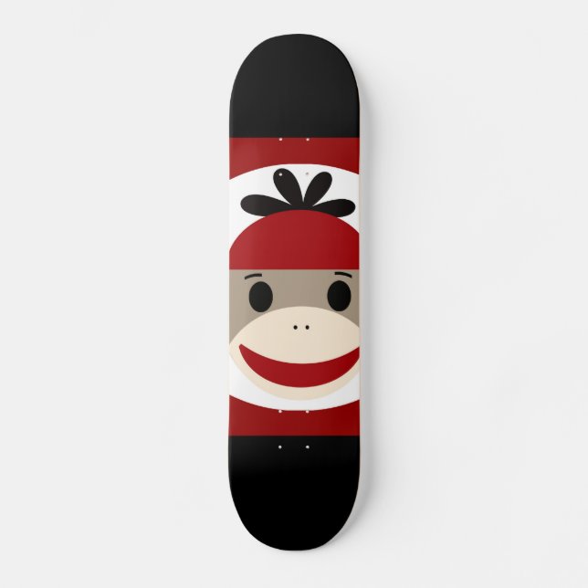 Cooler Socken-Affebeanie-Hut-rote schwarze Skateboard (Vorderseite)