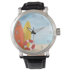 Cooler Sommer am Strand mit Surfboards Armbanduhr