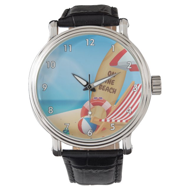Cooler Sommer am Strand mit Surfboards Armbanduhr (Vorderseite)