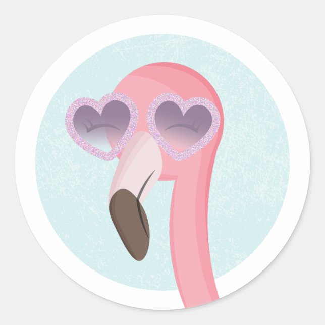 Cooler Sommer Flamingo-Umschlag Aufkleber mit Bril (Vorderseite)
