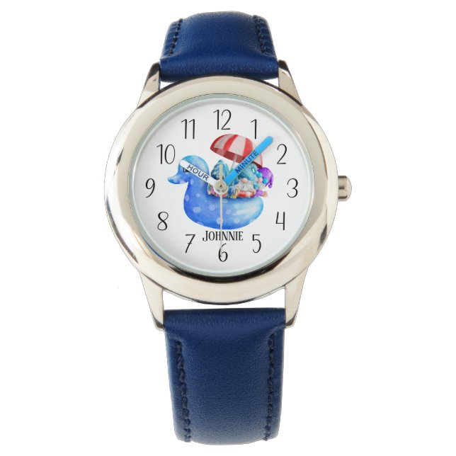 cooler Sommer unisex gnome hinzufügen Name Kinder Armbanduhr (Vorderseite)