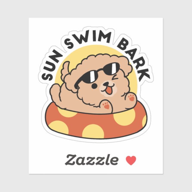 Cooler Sommerhund Floating - Niedliches Puppy Pool Aufkleber (Blatt)