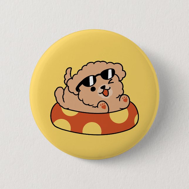 Cooler Sommerhund Floating - Niedliches Puppy Pool Button (Vorderseite)