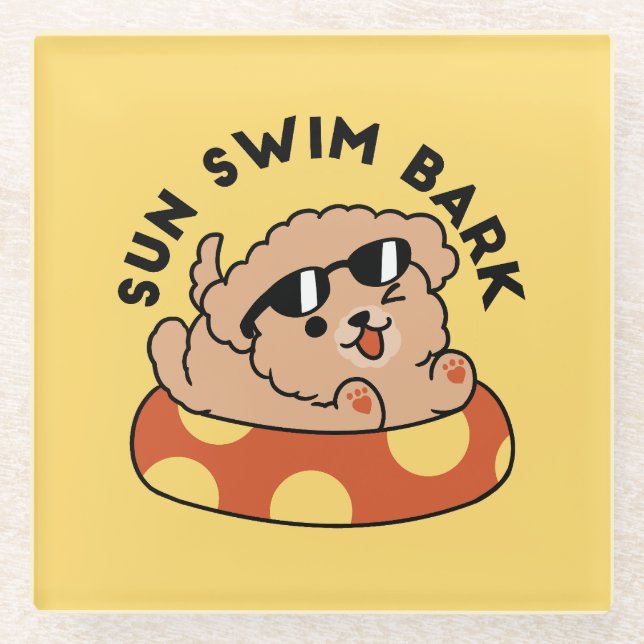 Cooler Sommerhund Floating - Niedliches Puppy Pool Glasuntersetzer (Vorderseite)