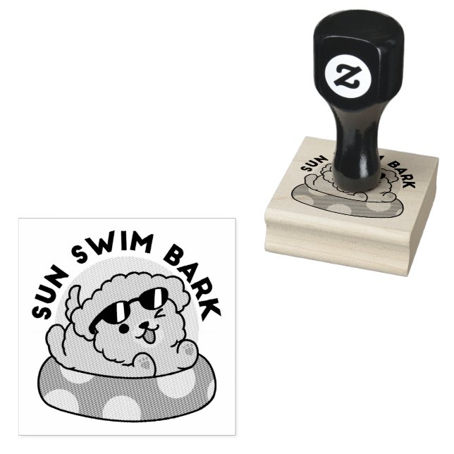 Cooler Sommerhund Floating - Niedliches Puppy Pool Gummistempel (Stempel)