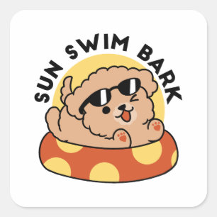 Cooler Sommerhund Floating - Niedliches Puppy Pool Quadratischer Aufkleber