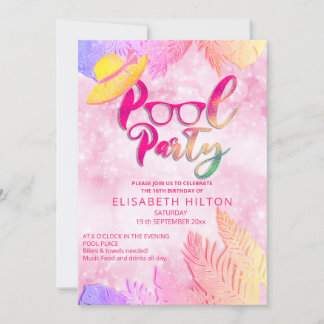 Cooler Sommerskriptpool Party Geburtstag Einladung