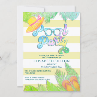 Cooler Sommerskriptpool Party Geburtstag Einladung