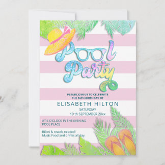 Cooler Sommerskriptpool Party Geburtstag Einladung