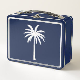 Cooler Sommerurlaub Sonnenuntergang Strand Palme Metall Brotdose