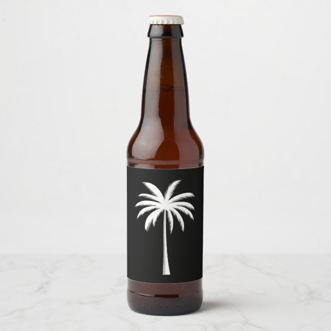 Cooler Sommerurlaub Sunset Beach Palm Tree Bierflaschenetikett (Vorderseite)