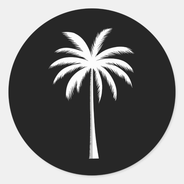 Cooler Sommerurlaub Sunset Beach Palm Tree Runder Aufkleber (Vorderseite)