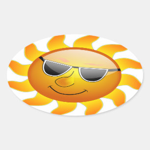 Cooler Sonnenschein-glatte Lächeln-Sommer-Hitze Ovaler Aufkleber
