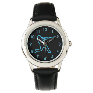 Cooler Spaß-einzigartiger blauer Baseball-Neontei Armbanduhr