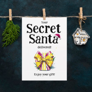 Cooler Spaß farbenfroh Geheimnis Santa Gift Bow Wa Feiertagskarte