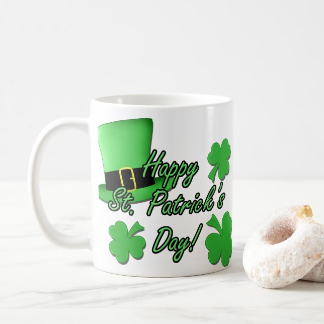 Cooler Spaß Green top hat Kleeblatts St Patricks D Kaffeetasse (Mit Donut)
