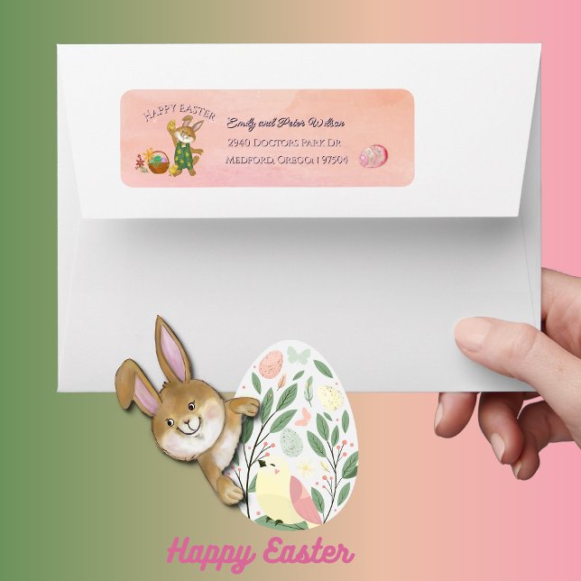 Cooler Spaß Rosa Ostersonne Rücksendeadresse (Cool Fun Pink Easter Bunny Return Address Label )