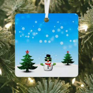 Cooler Spaß Snowman Funkelnd Weihnachtsbaumen blau Ornament Aus Metall