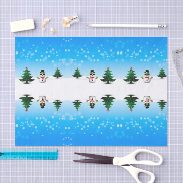 Cooler Spaß Snowman Funkelnd Weihnachtsbaumen blau Seidenpapier (Handwerk)