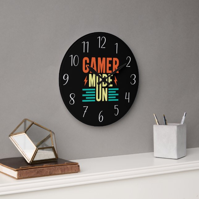 Cooler Spielmodus Wortart unisex Große Wanduhr (Büro)