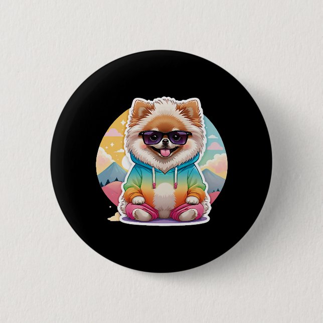 Cooler Spitz in Rainbow Hoodie Button (Vorderseite)