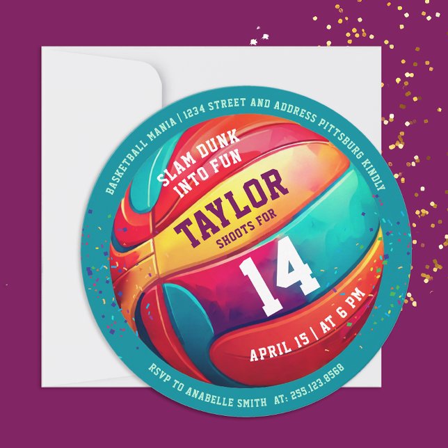 Cooler Sportslam Dunk Basketball Geburtstag Einladung (Von Creator hochgeladen)