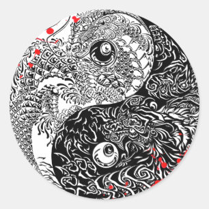 Cooler Spritzer Yin Yang Dragons Tattoo Art Runder Aufkleber