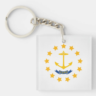 Cooler Staat der Flagge der Insel Rhode Schlüsselanhänger