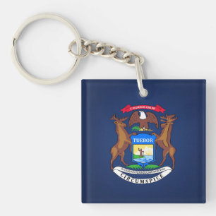 Cooler Staat der Michigan-Flagge Schlüsselanhänger